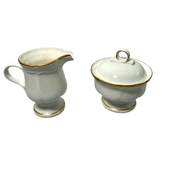 Mikasa China Sugar Bowl & Creamer Country Gold F9003 Ivory Goldtone Trim Vintage - Picture 2 of 9